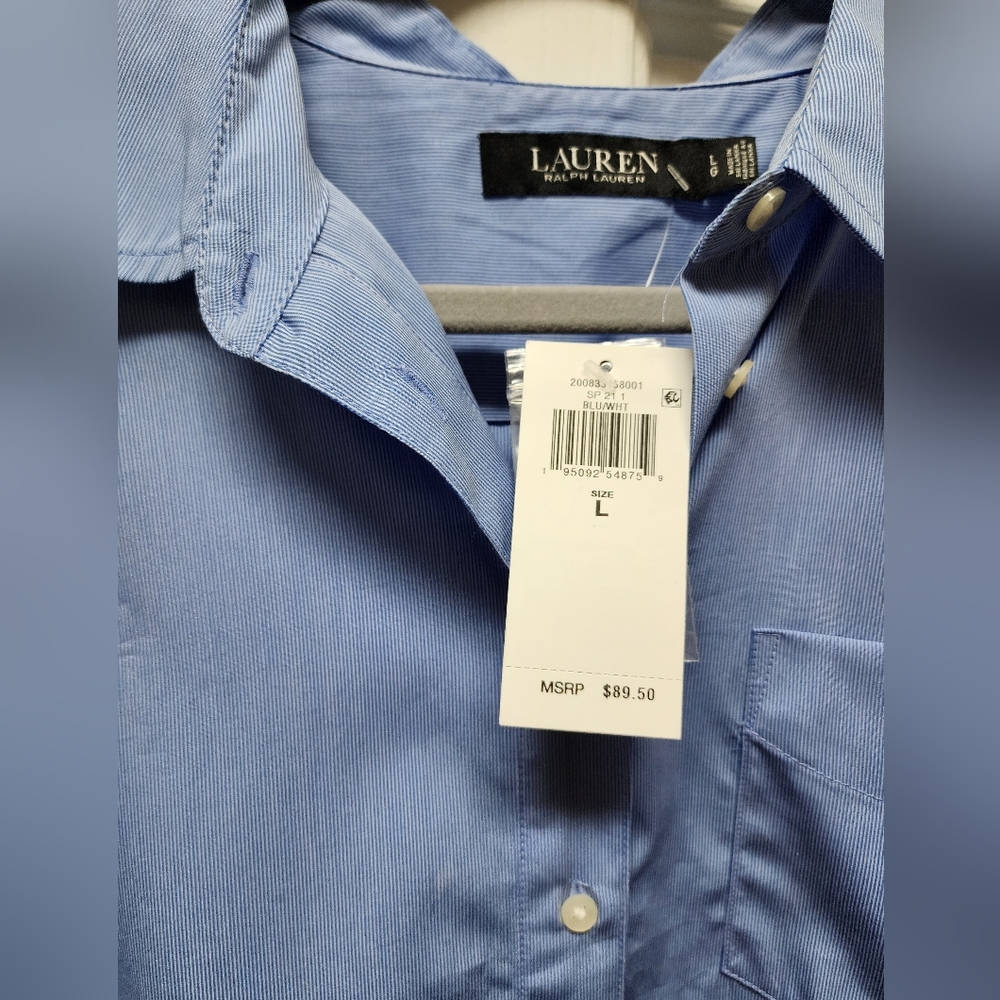 Vintage Ralph Lauren large blue pin stripe shirt new